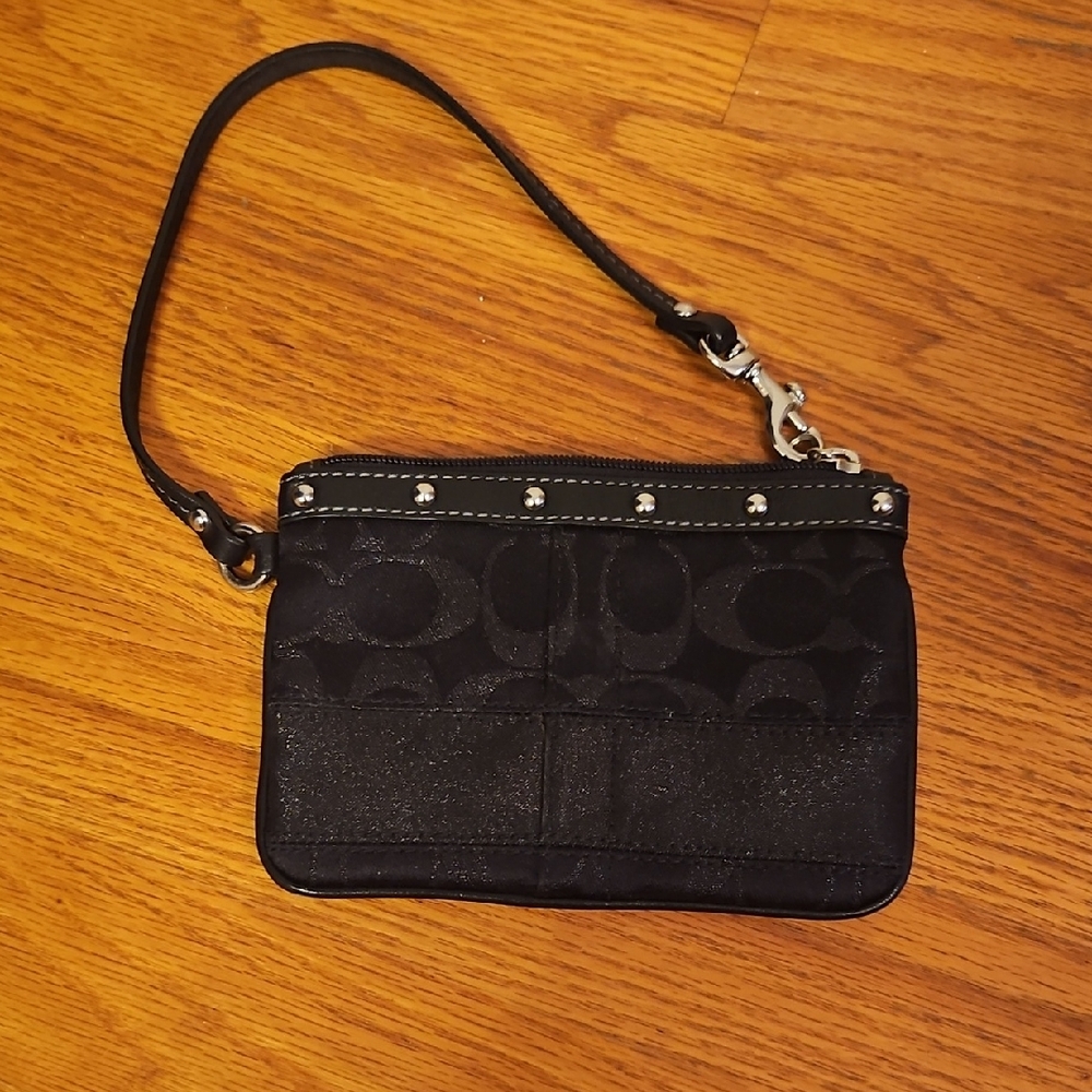 Coach Black Wristlet with Silver Accents
